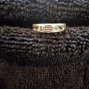 Harley Davidson Ring with Black Gem Accents